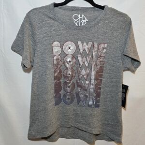 NWT Chaser BOWIE Shimmer Metallic Logo Short Sleeve Shirt Soft David Bowie sz M